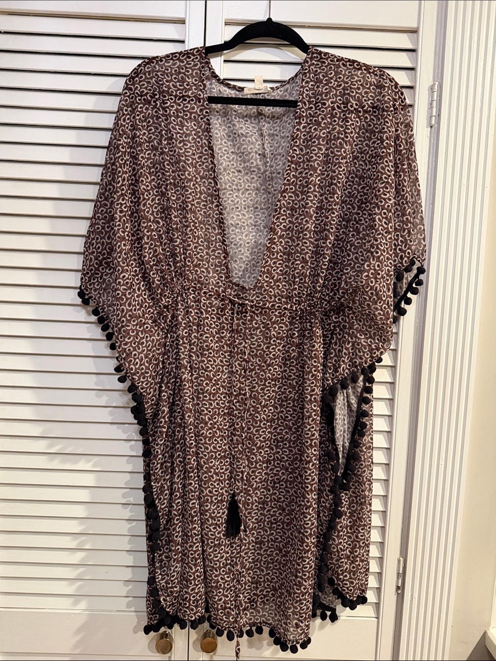 Women’s Brown Pom-Pom Swim Coverup Tunic